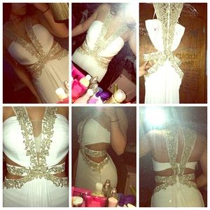 White&gold Prom dress size 0/2